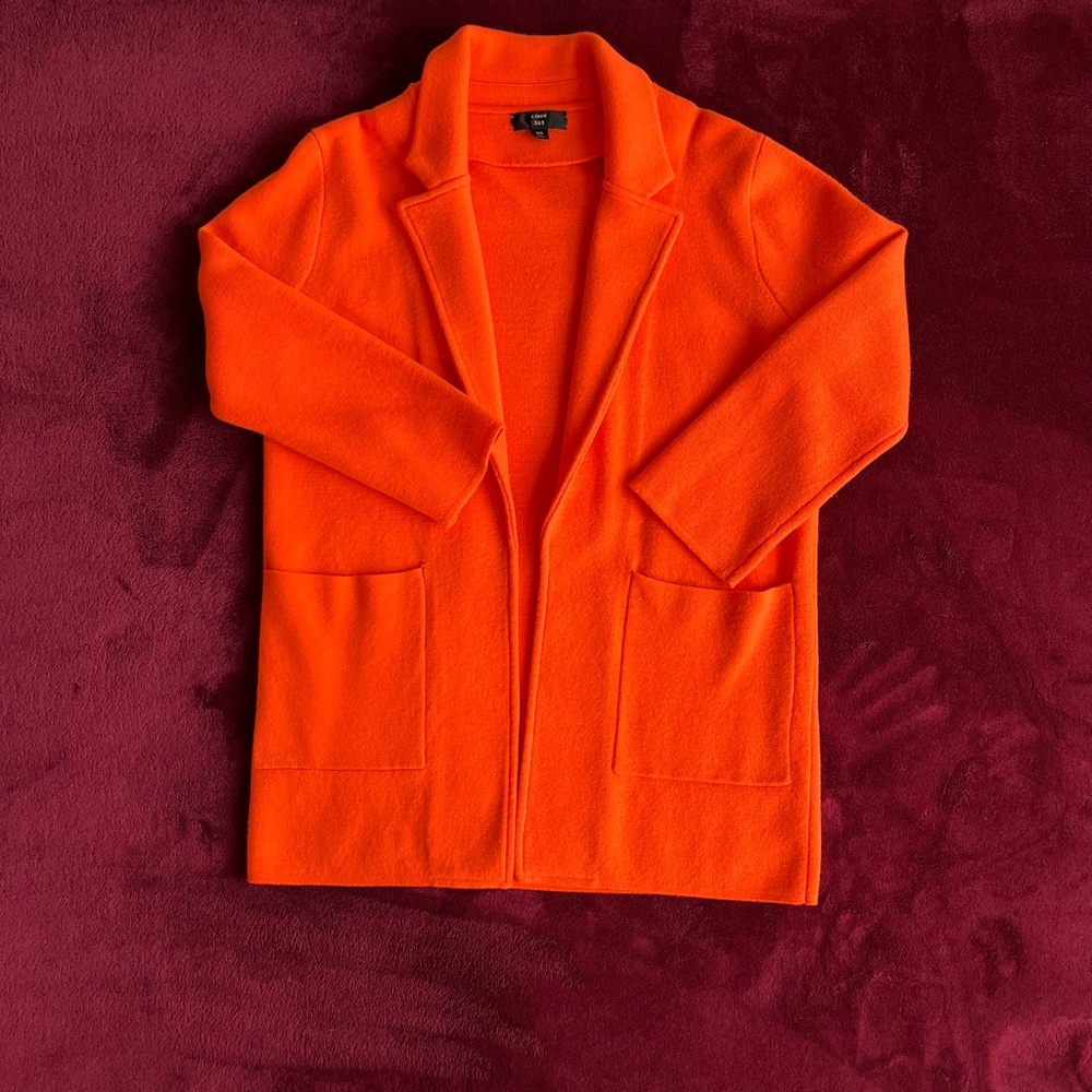 J CREW 365 Sophie Open Front Sweater Blazer Cardigan in bright Orange- NWOT